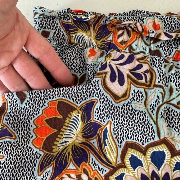 Loft Pull on Wide Leg Pants size S Floral Pockets Paper Bag - Picture 4 of 10